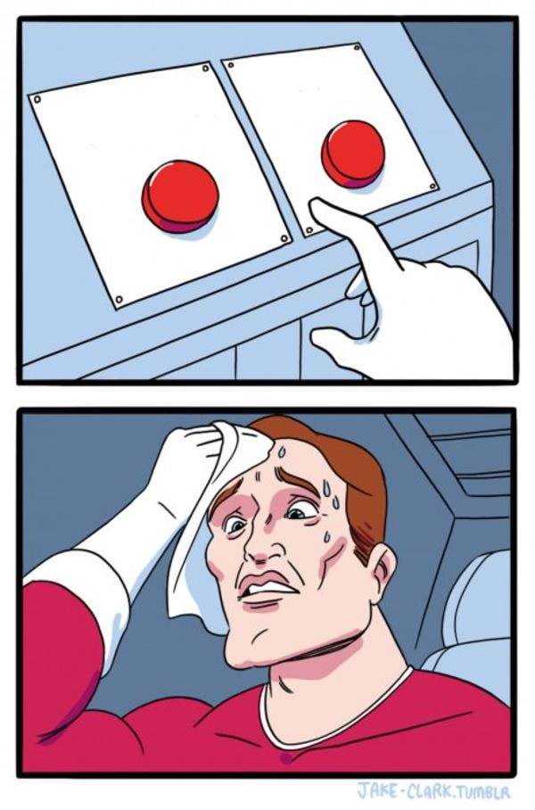 Two Buttons meme about Splendid Spoon